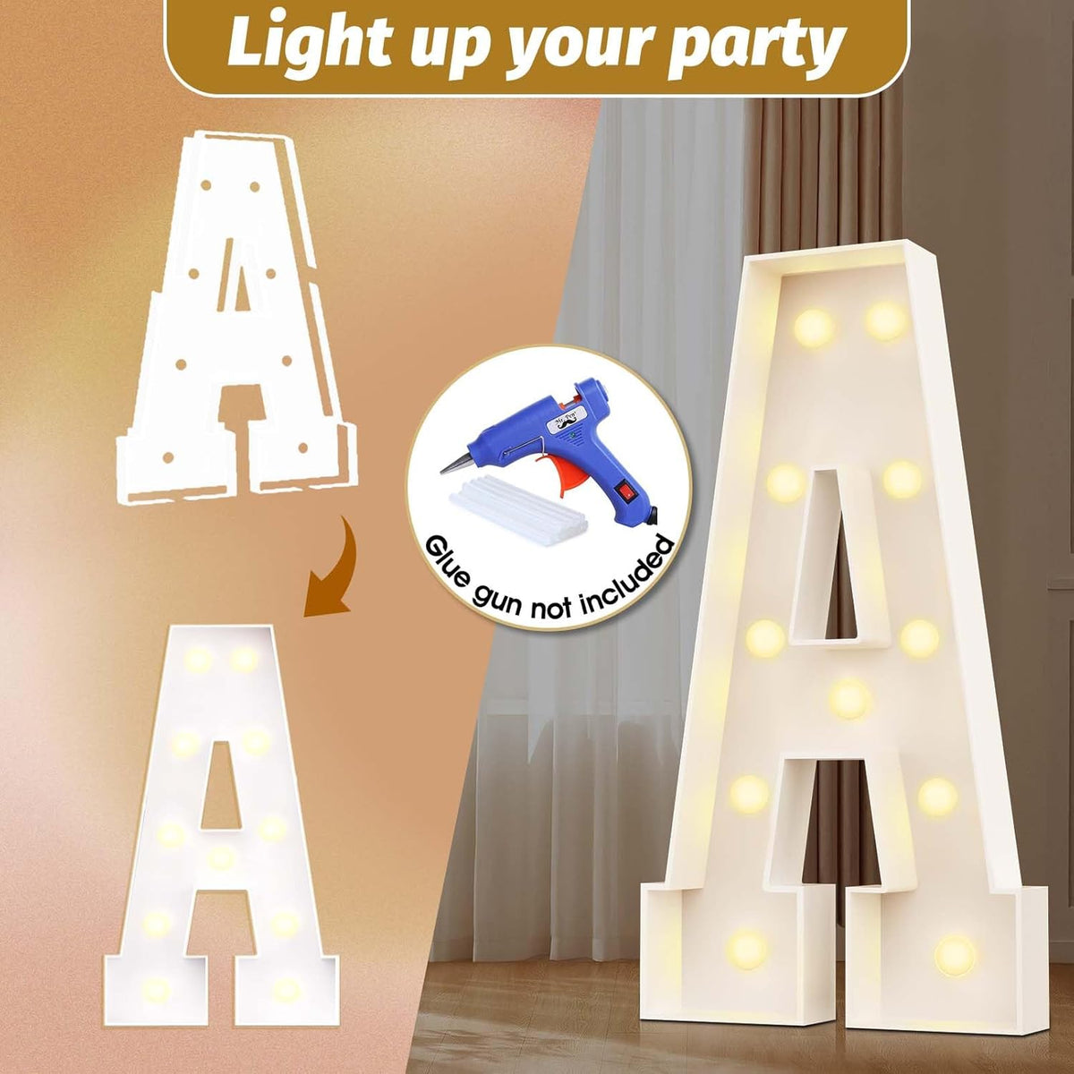 Ledido Marquee Letters 4FT Light Up Letter Marquee Lights Sign, 4 Feet Tall Large Light Up Signs