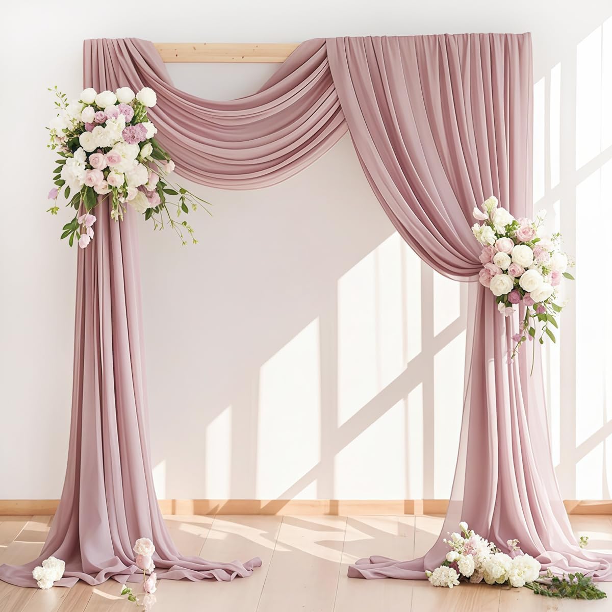 Wedding Arch Draping Fabric 1 Panel 30'' x 18FT Dusty Rose Sheer Chiffon Arch Drapery for Photo