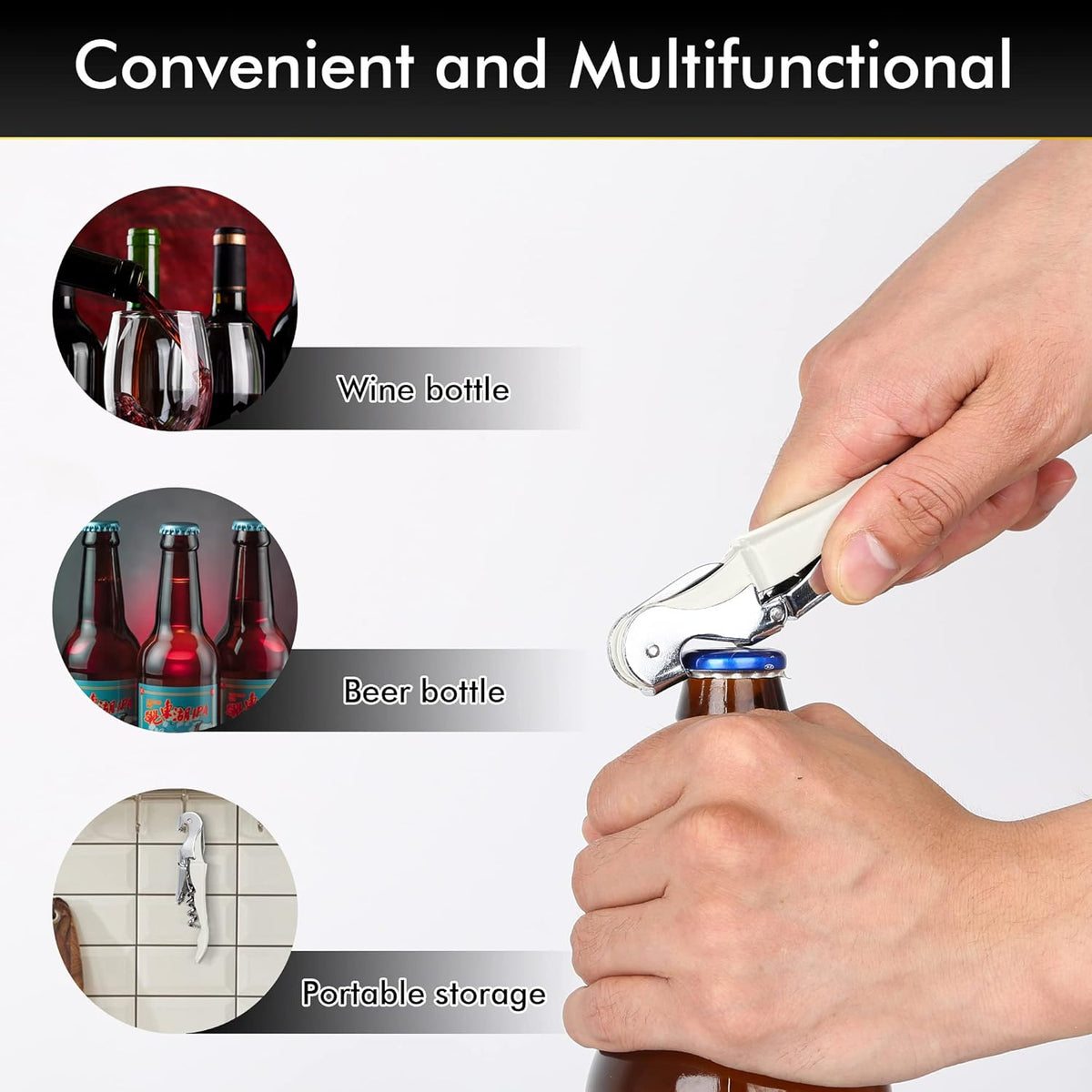 Professional Waiter Corkscrew Wine Openers Set, Heavy Duty Stainless Steel Hinges Wine Key for