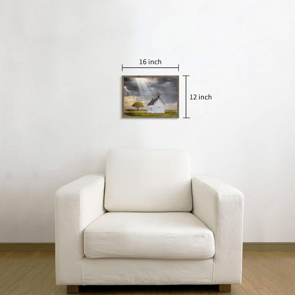 Beautiful Scene Wooden Art Framed: Little House under the Sun Wood Artwork Painting with Framed for