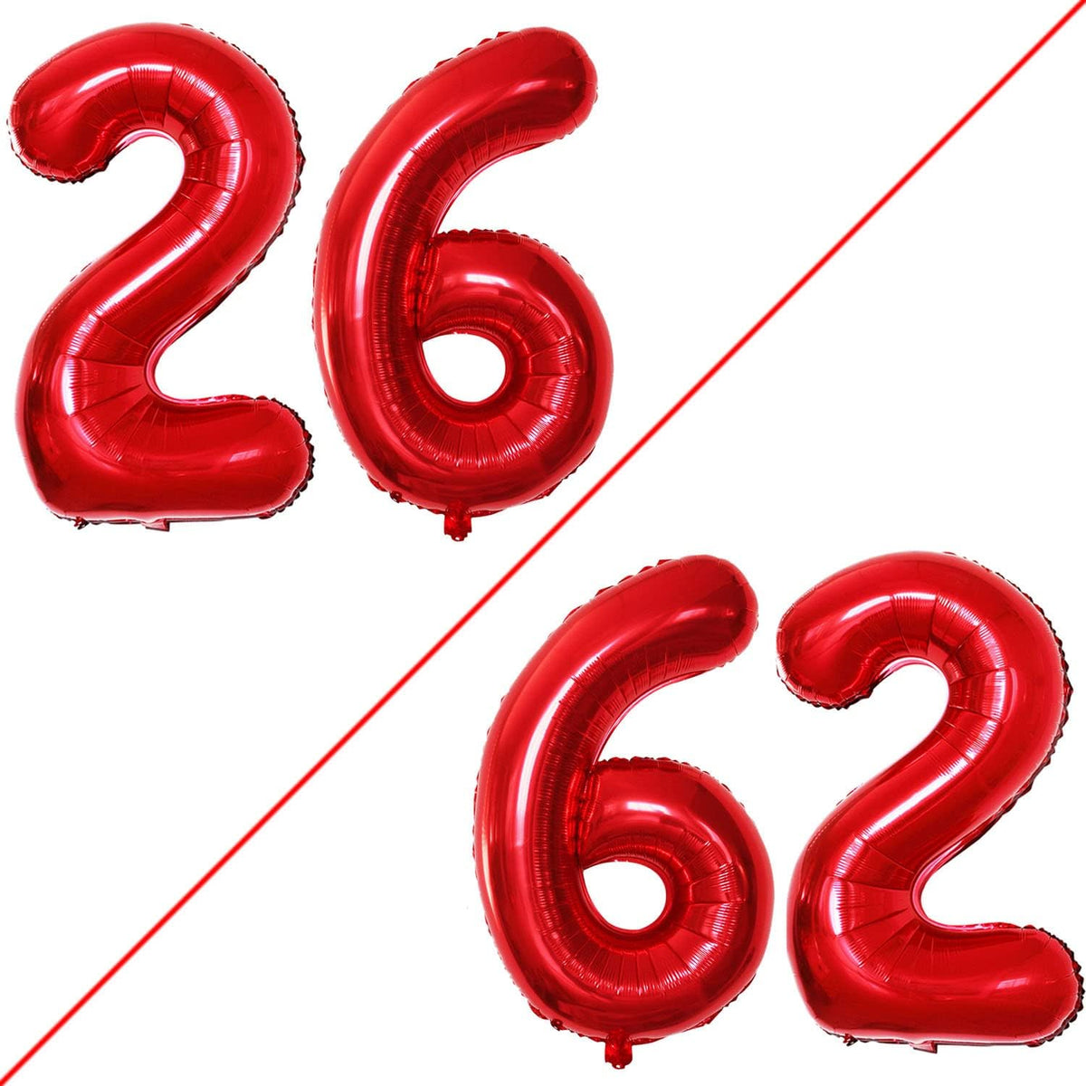 GOER Number 26 Balloons for 26th Birthday Party Decorations,42 Inch Jumbo Foil Helium 62 Balloons