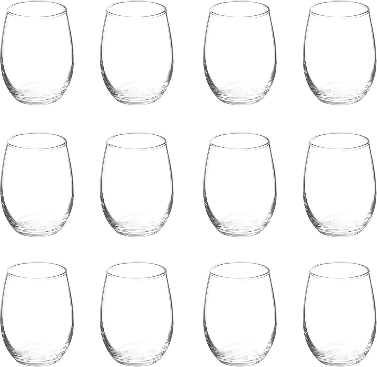 DISCOUNT PROMOS Stemless Wine Glasses by ARC 5.5 oz. Set of 12, Bulk Pack - Perfect for Hotel, Bar