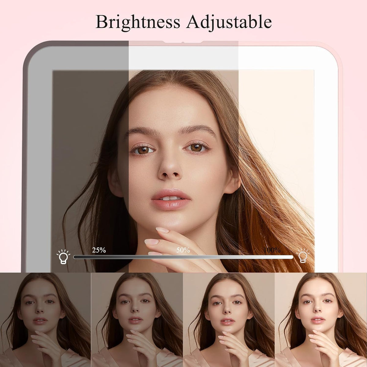 FUNTOUCH Rechargeable Travel Makeup Mirror with 72 Led Lights, Portable Lighted Makeup Mirror, 3