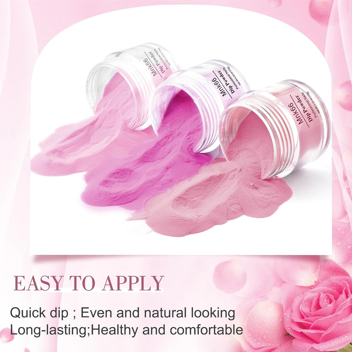 6 Colors Dip Powder Set, Pink Glitter Christmas Dipping Powder Color Set, Glossy Nail Art Manicure