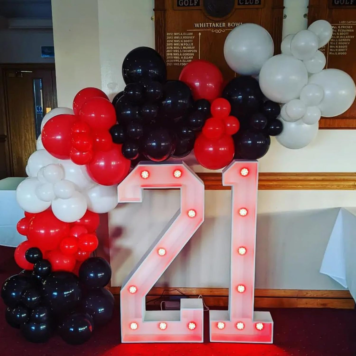 Red and Black Balloons,132pcs Red Black and White Balloons Garland Arch Kit with Different Size for