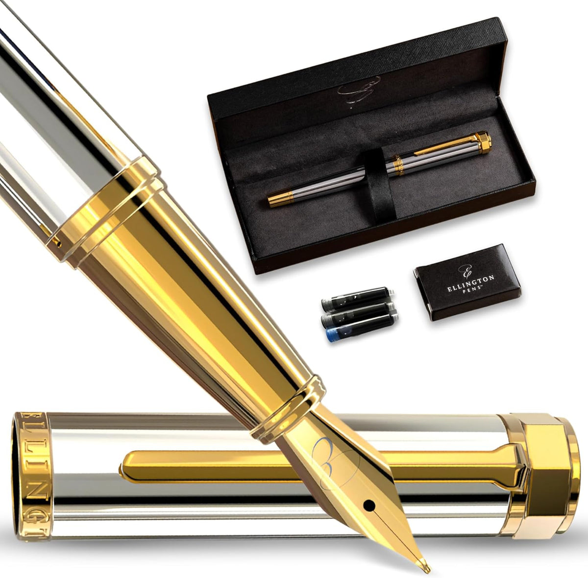 Ellington Pens Luxury Fountain Pen Set- Fountain Pens for Writing - Smooth Medium Nib - Includes