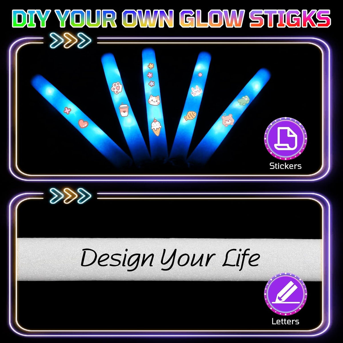 Foam Glow Sticks Bulk, 30 PCS Blue Light Up Foam Sticks 3 Modes, Glow Party Supplies for