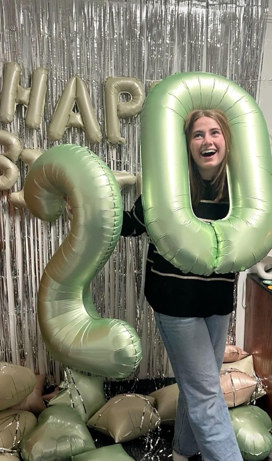 Sage Green Helium Number Balloon 40 Inch, Giant Foil Oliver Green Number 0 Birthday Balloons, Large