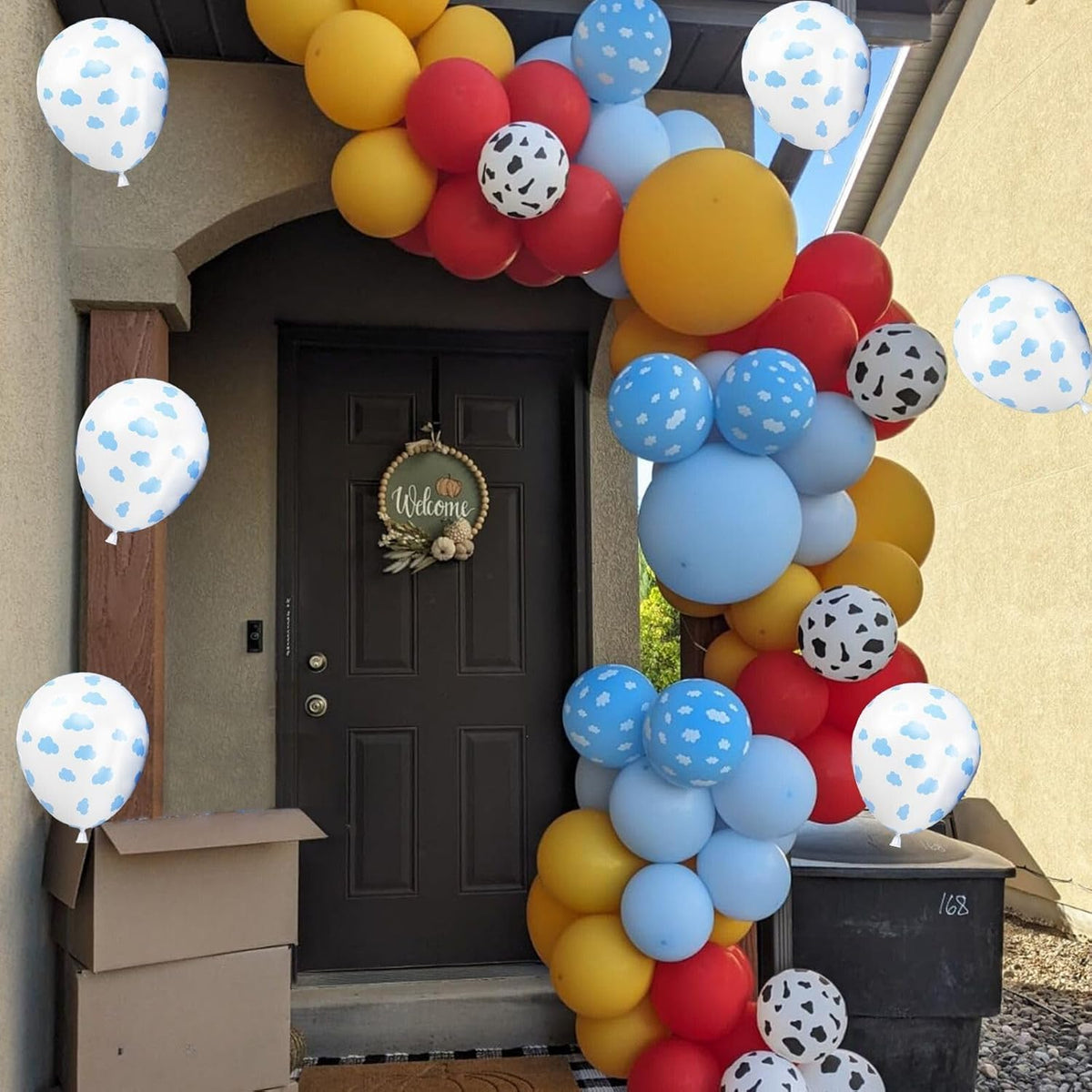 Cloud Balloons, 52 PCS 12 Inch Blue White Balloons With Clouds Print for Birthday, Baby Shower