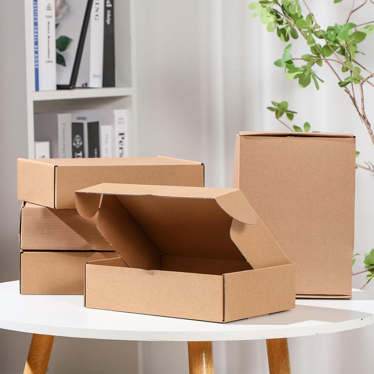 Qilery 100 Pcs Shipping Boxes Cardboard Gift Corrugated Cardboard Brown Boxes Mailer Packaging for
