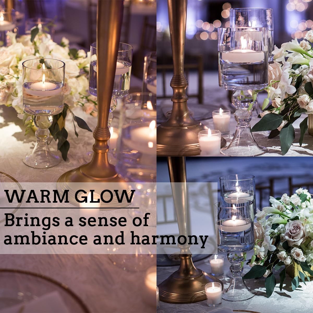 3 Inch Floating Candles Set of 24, Unscented White Candles for Wedding, Pool Party, Holiday