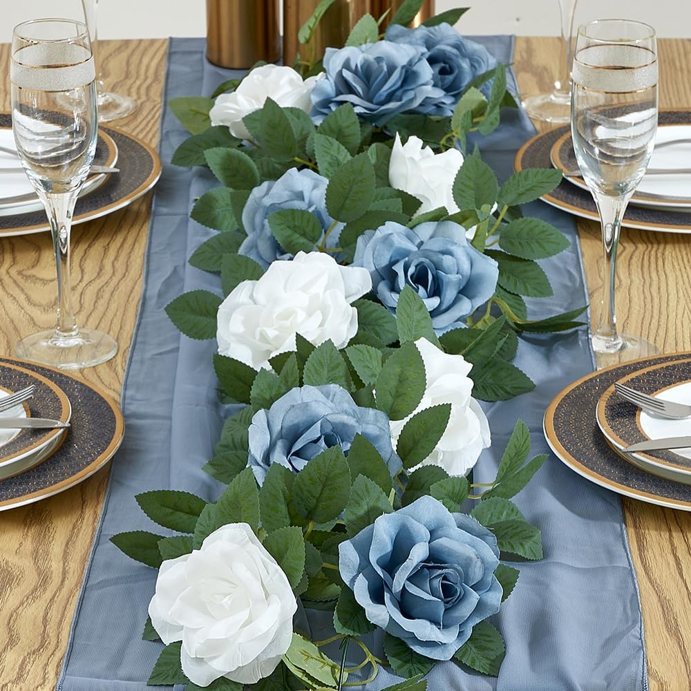 Artificial Rose Garlands Rose Vines Leaves Banners Hanging Floral Garland Fake Rose Flower Vine for