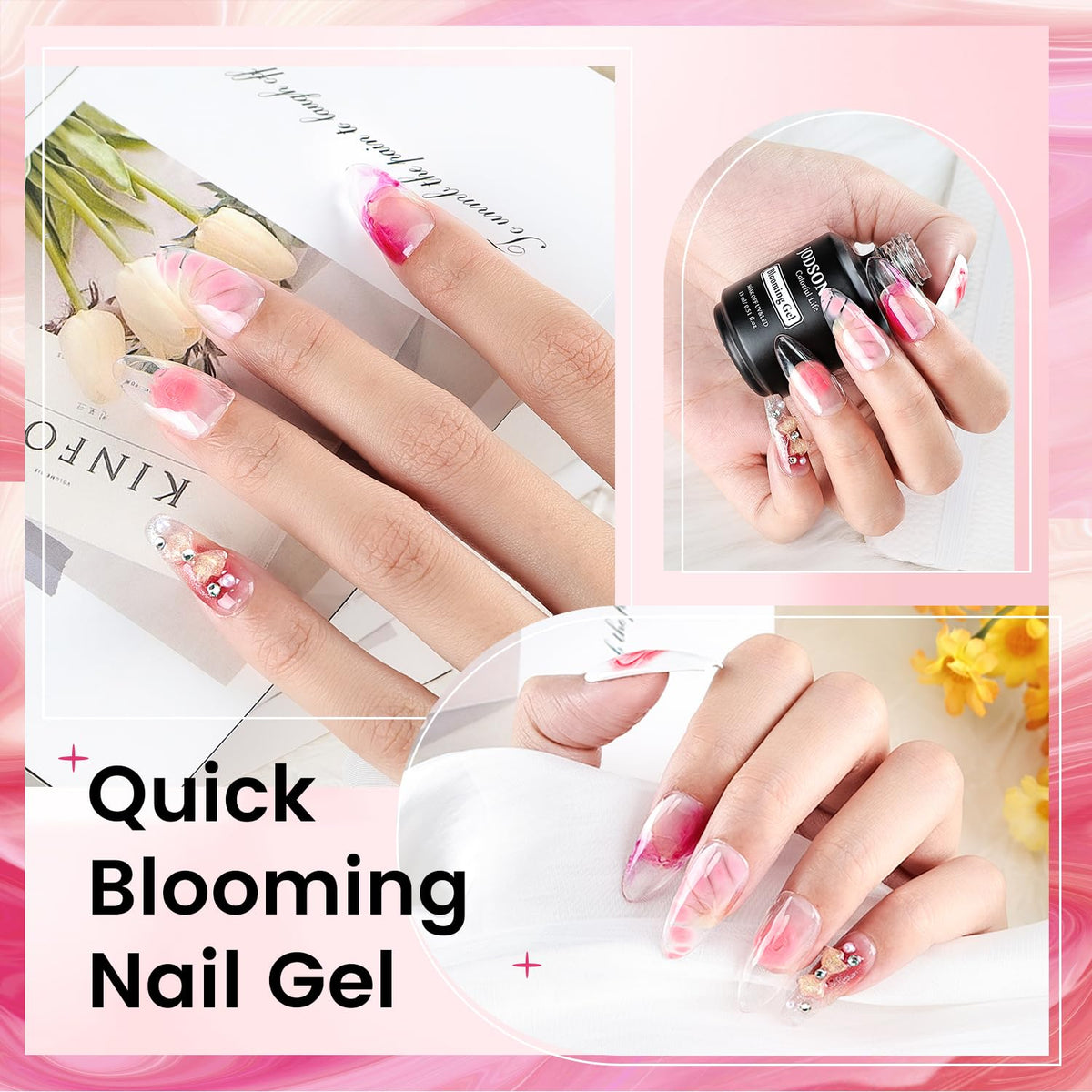 JODSONE Blooming Clear Gel Nail Polish, 15ml for Spreading & Watercolor Effects, Floral Nail Art