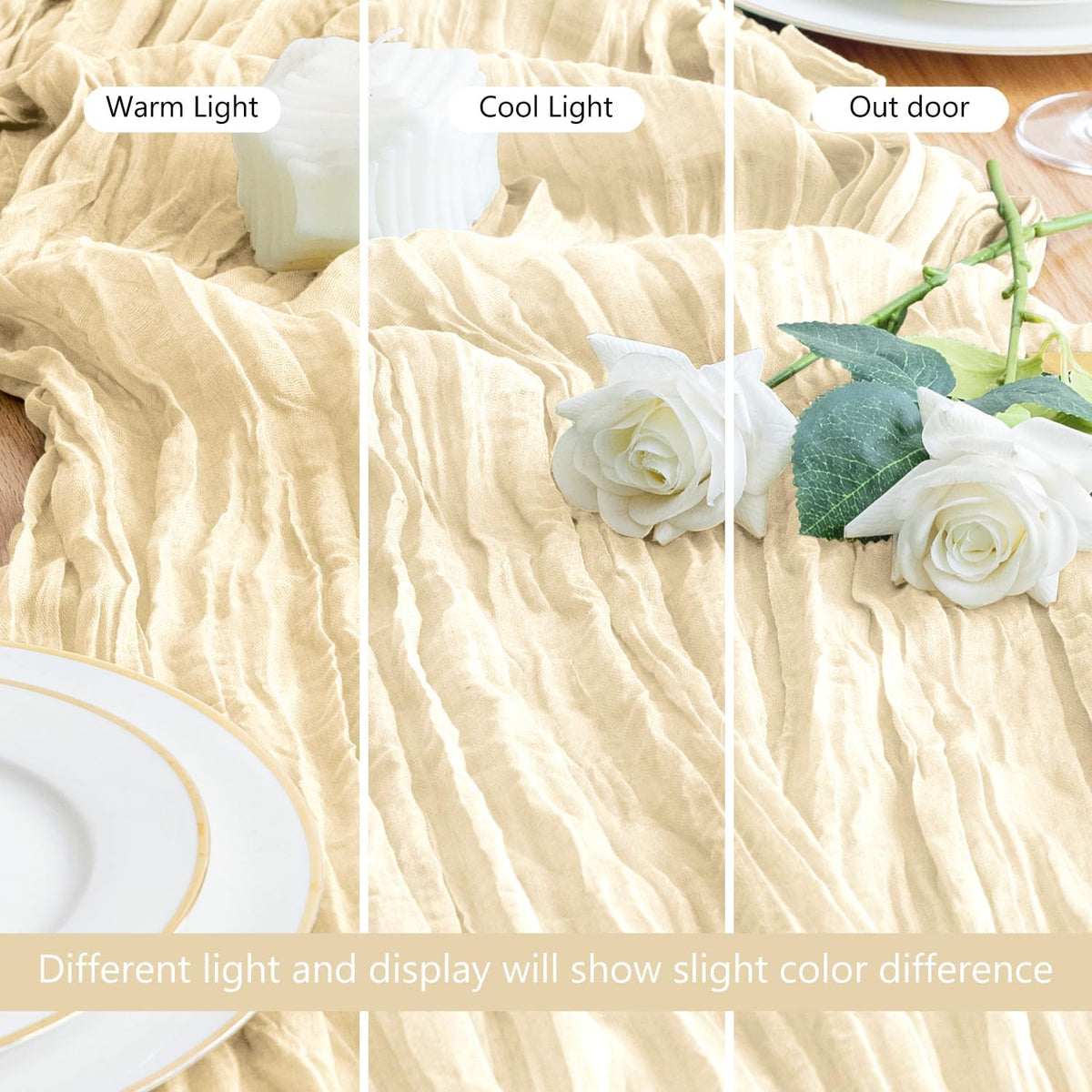 Asee'm Cheesecloth Table Runner 120 Inches Long Beige Boho Gauze Cheese Cloth Runner 10FT Rustic