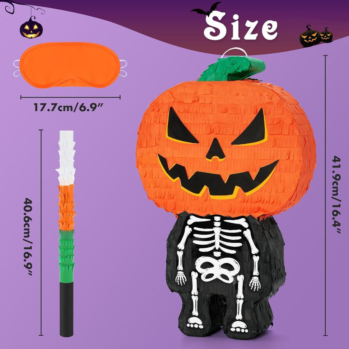 WERNNSAI Halloween Skull Pumpkin Piñata - Pumpkin Skull Pinata Halloween Scary Party Candy Game