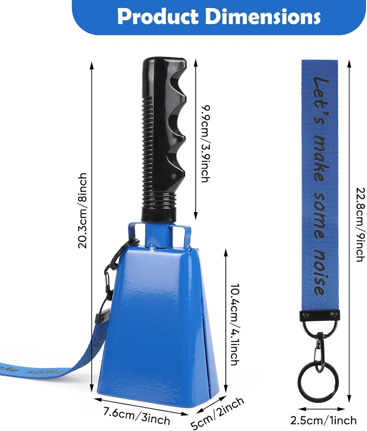 Cow Bells Noise Makers with Handle: Cowbells Hand Percussion for Sporting Events with Wrist Strap