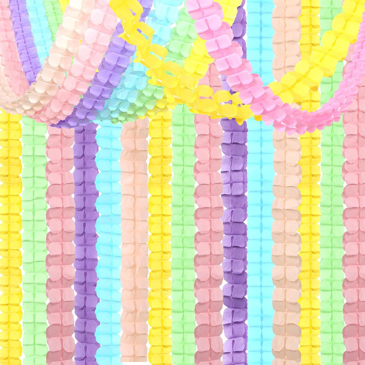 Pastel Rainbow Party-Decorations Streamers Garland - 12pcs 4-Leaf Clover Paper Streamer Baby Shower