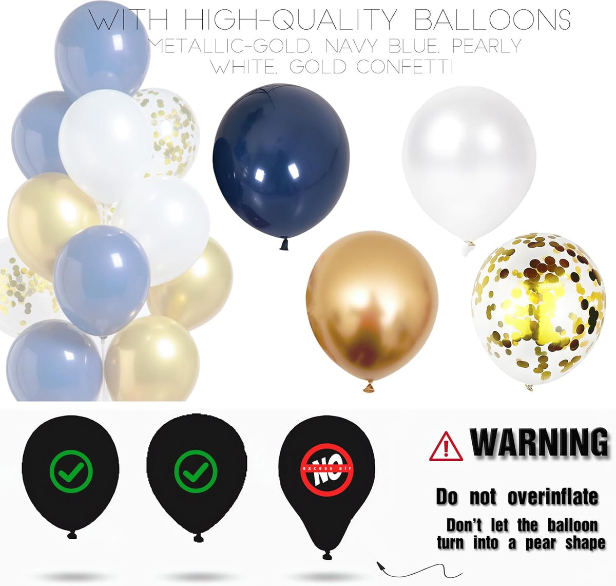 Navy Blue Gold Confetti Balloon Column Stand Kit Set of 2 Included-Balloon Sticks with
