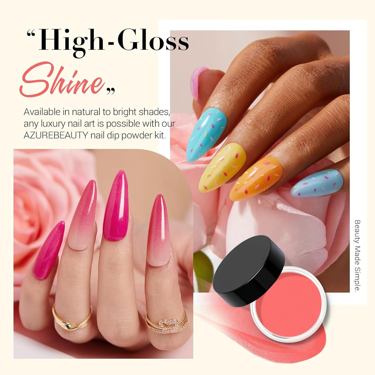 AZUREBEAUTY Dip Powder Nail Kit with Electric Nail Drill 24 Colors Bright Green Pink Orange Nail