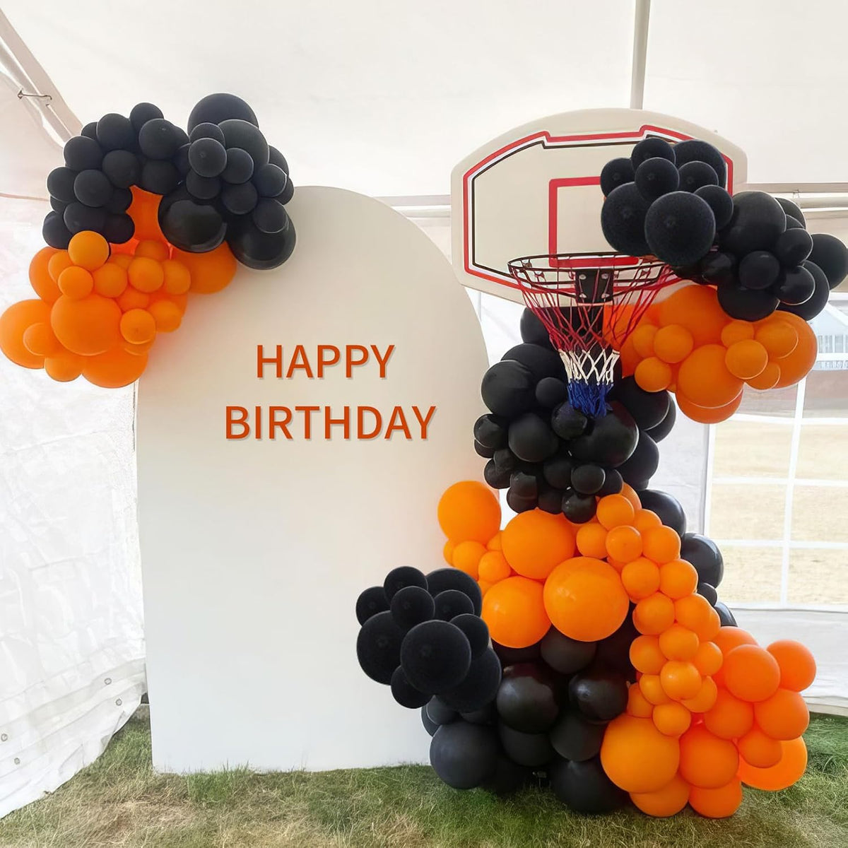 Black Orange Silver Balloons, 50pcs Black Orange Balloons, Metallic Silver Matte Orange Black