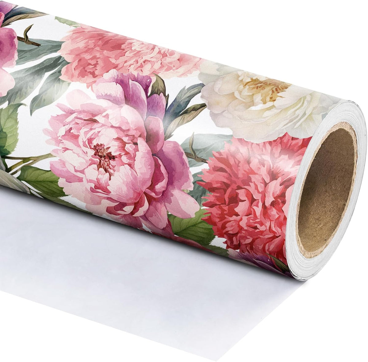 WRAPAHOLIC Floral Wrapping Paper Roll - Mini Roll - 17 Inch x 9.8 Feet - Red Pink Flower Wrapping