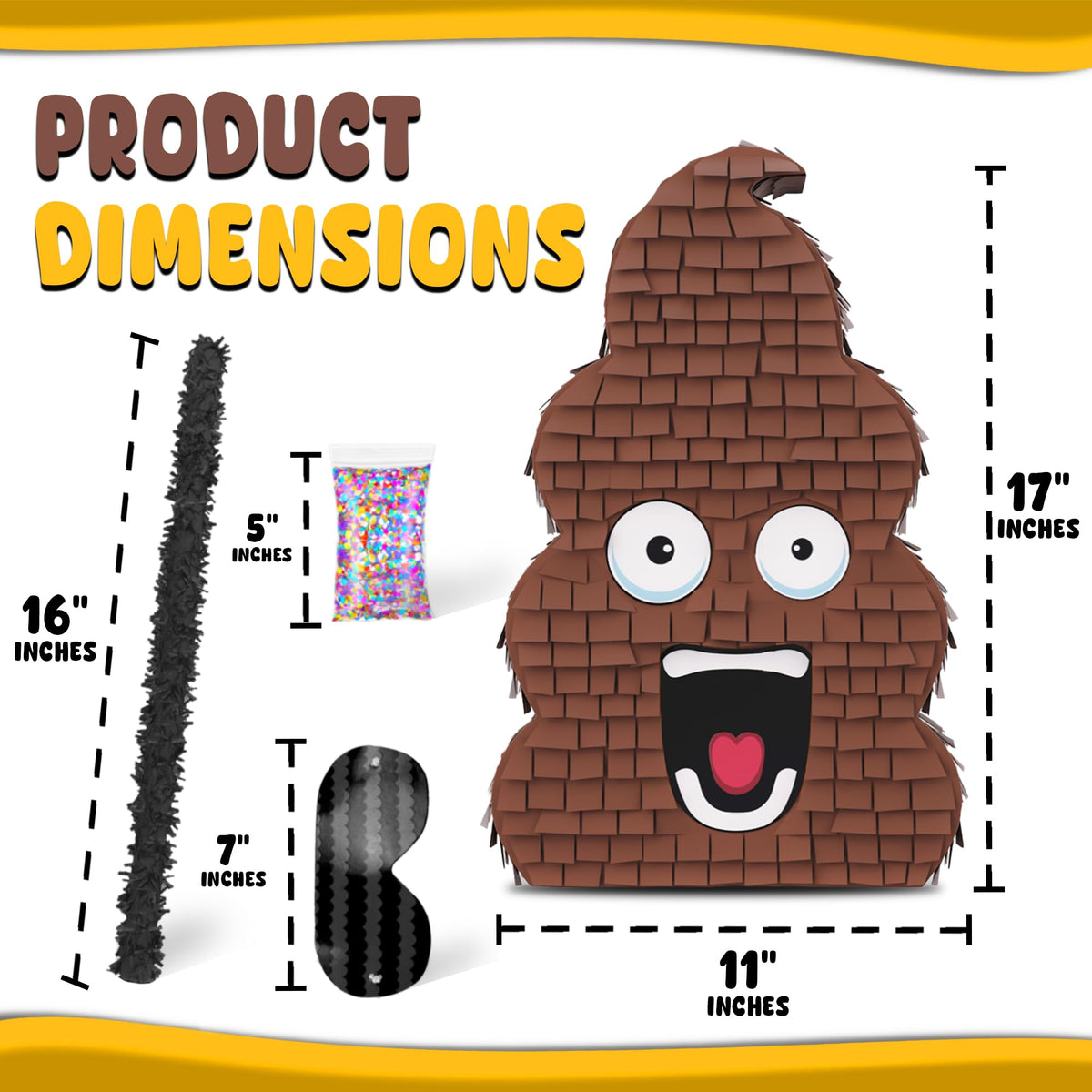 Jergrim Funny Poop Piñata 4-Piece Set perfect for Birthday Parties, Decorations, Emoticon Parties