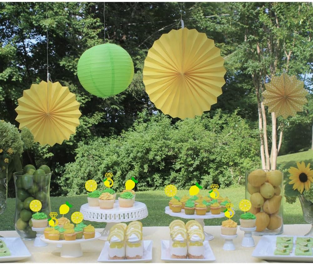 Glitter Lemon Cupcake Toppers Picks for Wedding Engagement Bridal Shower Bachelorette Party