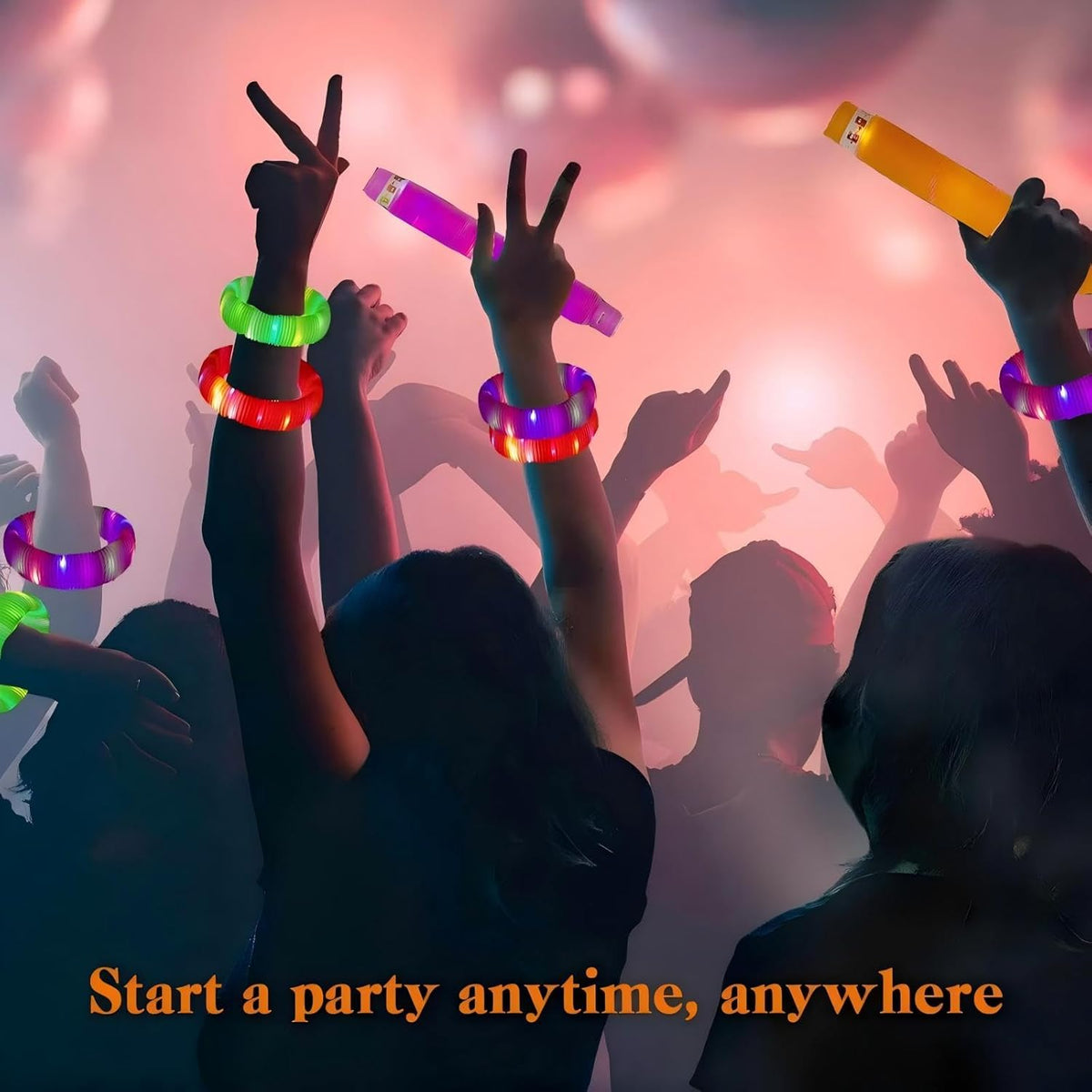 Blue 6 Pack Light Up Party Favors Supplies,Bulk Glow Sticks Bracelet,Necklace Accessories for
