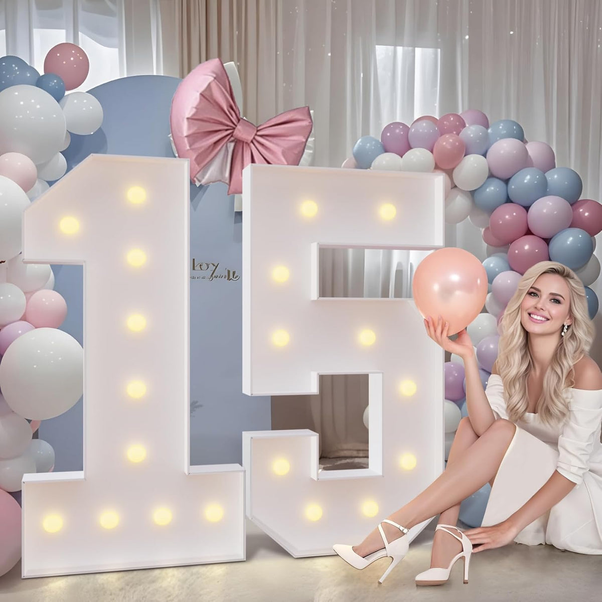 imprsv 4FT Marquee Numbers,DIY Light Up Numbers for 6th 16th Birthday Decorations, Party Party