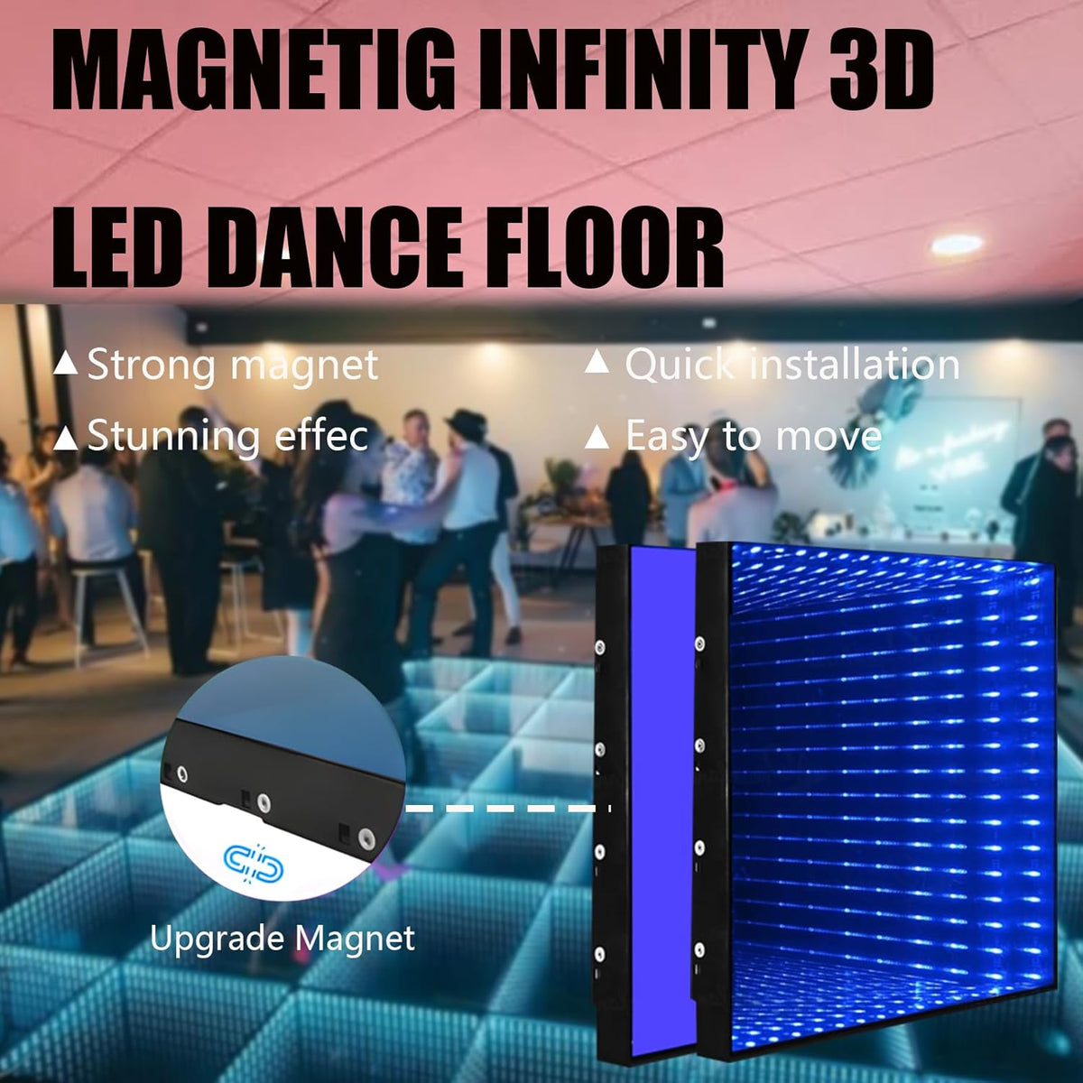 Dance Floor Stage Lights Tempered Glass Infinity Mirror Panel 3D Effect Led Dance Floor for Wedding