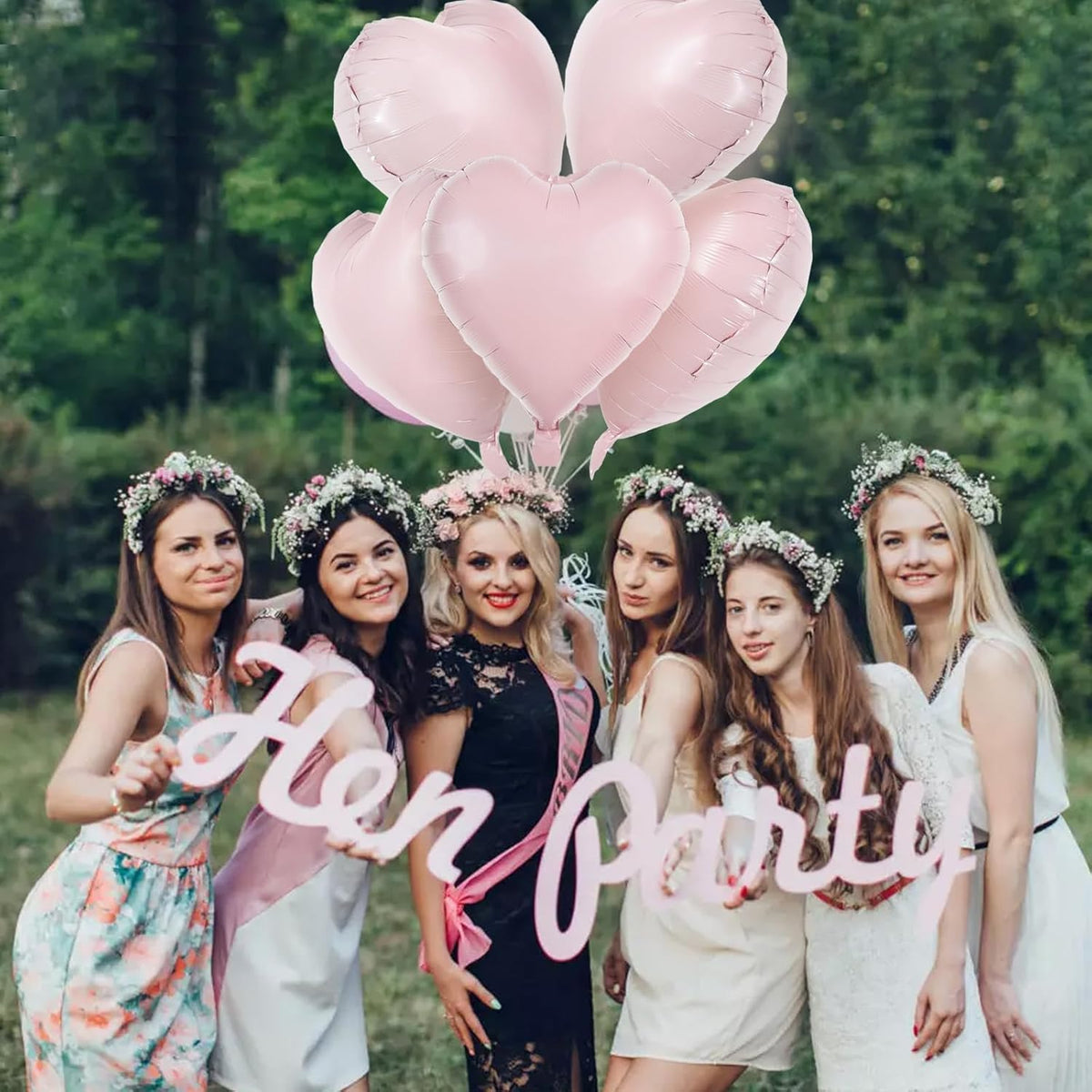 TONIFUL 15Pcs 18 Inch Baby Pink Heart Balloons Pastel Pink Heart Shape Foil Mylar Balloons