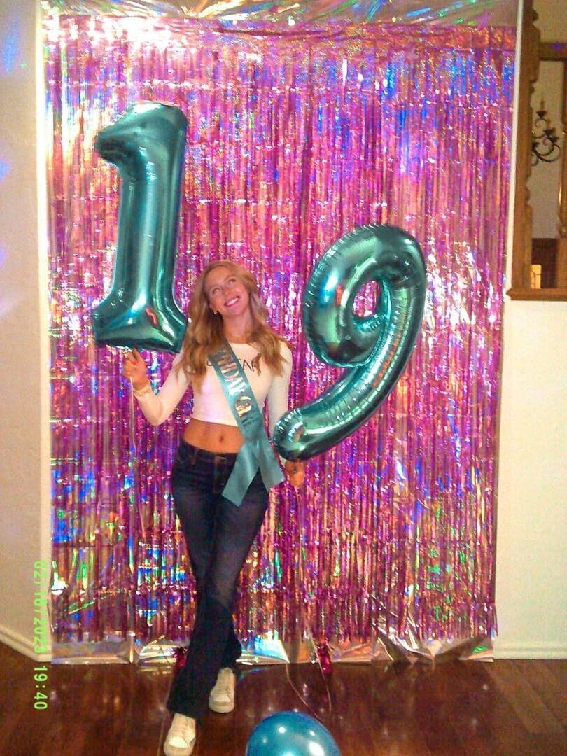 Teal Blue Number 7 Birthday Balloon 40 Inch, Digital Balloons for 7 17 27 70 77 Party Celebration
