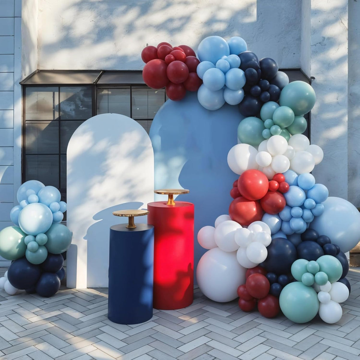 Baseball Balloons, 12 Inch Navy Blue Red White Light Dusty Blue Balloons with Baseball Gloves Ball