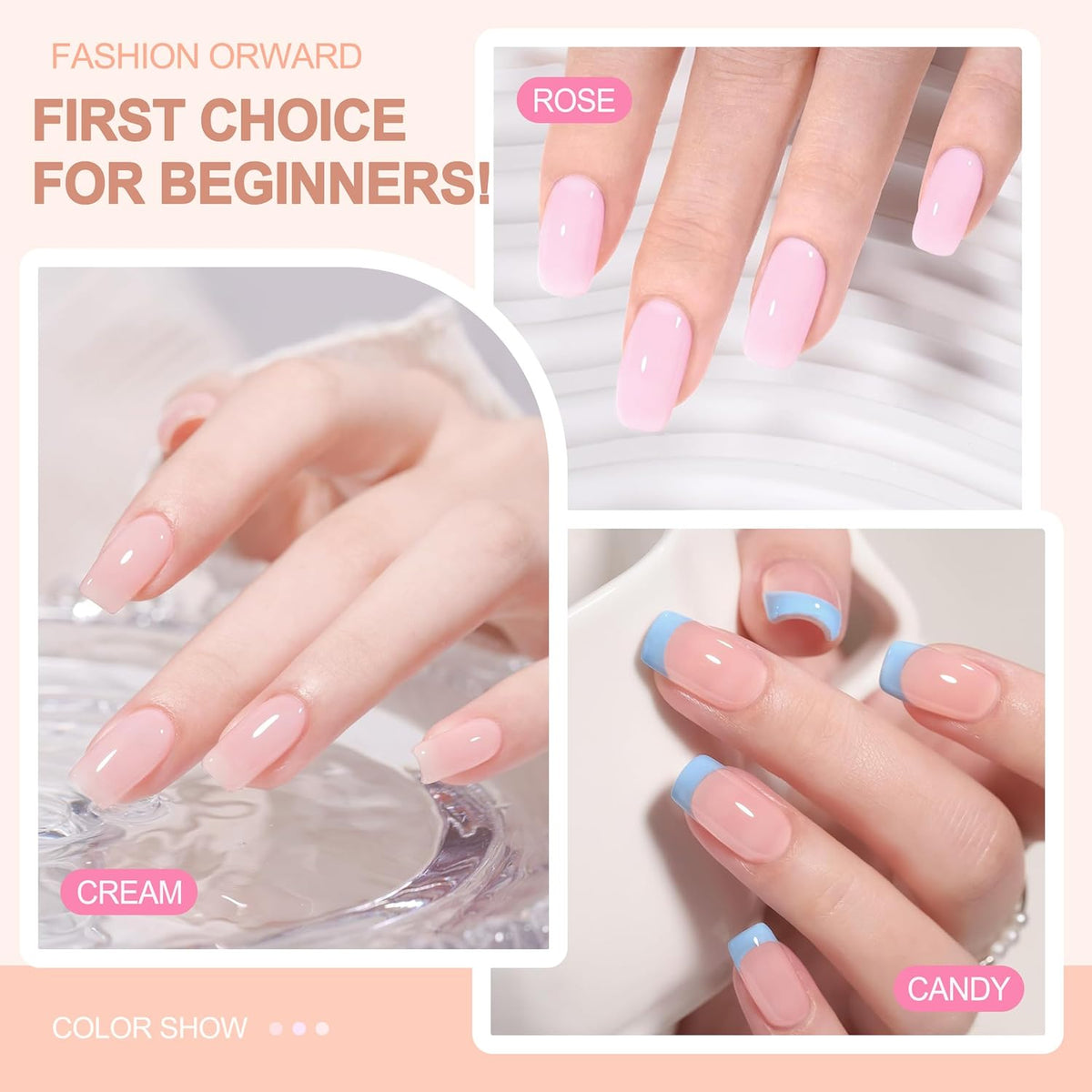 Rubber Base Builder Gel Strengthener Kit, With No Wipe Top Coat UV LED Curing, Hema Free, Vegan