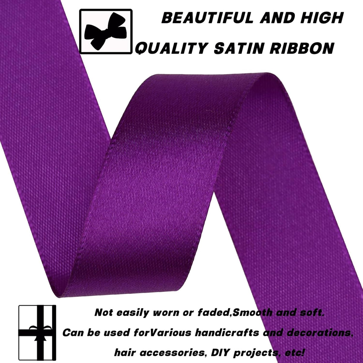 Purple Ribbon 7/8 Inch 60 Yards Satin Craft Ribbon-Single Face Polyester Ribbon for Handmade