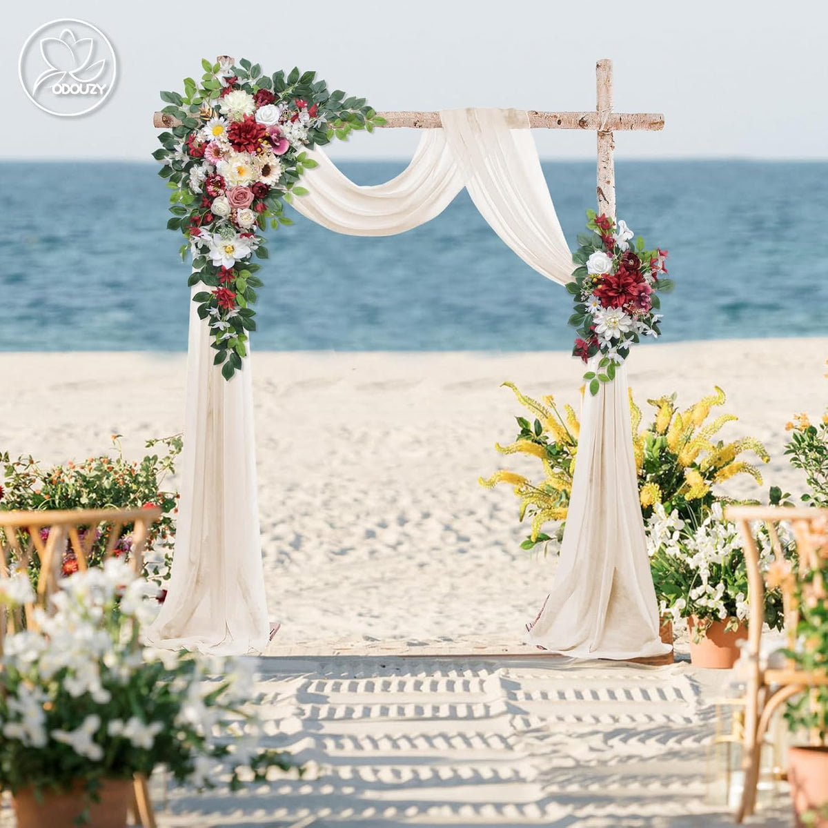 Wedding Arch Flowers Kit,Artificial Flower Arch Decor (Set of 3),2pcs Artificial Flower Arrangement