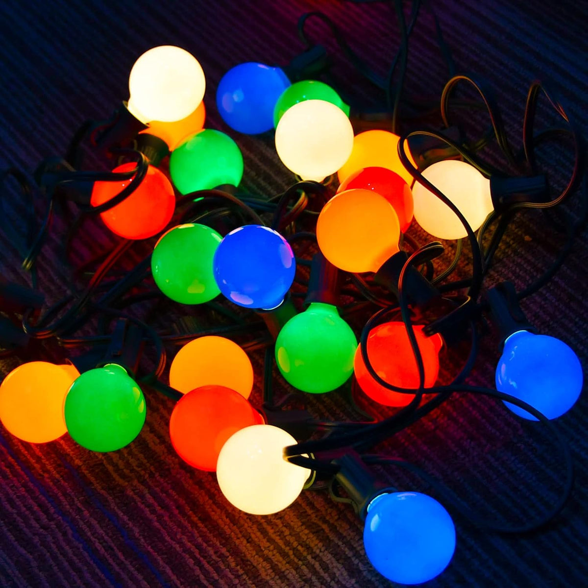 SUNSGNE 25Ft Outdoor Multicolor Christmas Lights, G40 Globe Patio String Lights with 27 Ceramic
