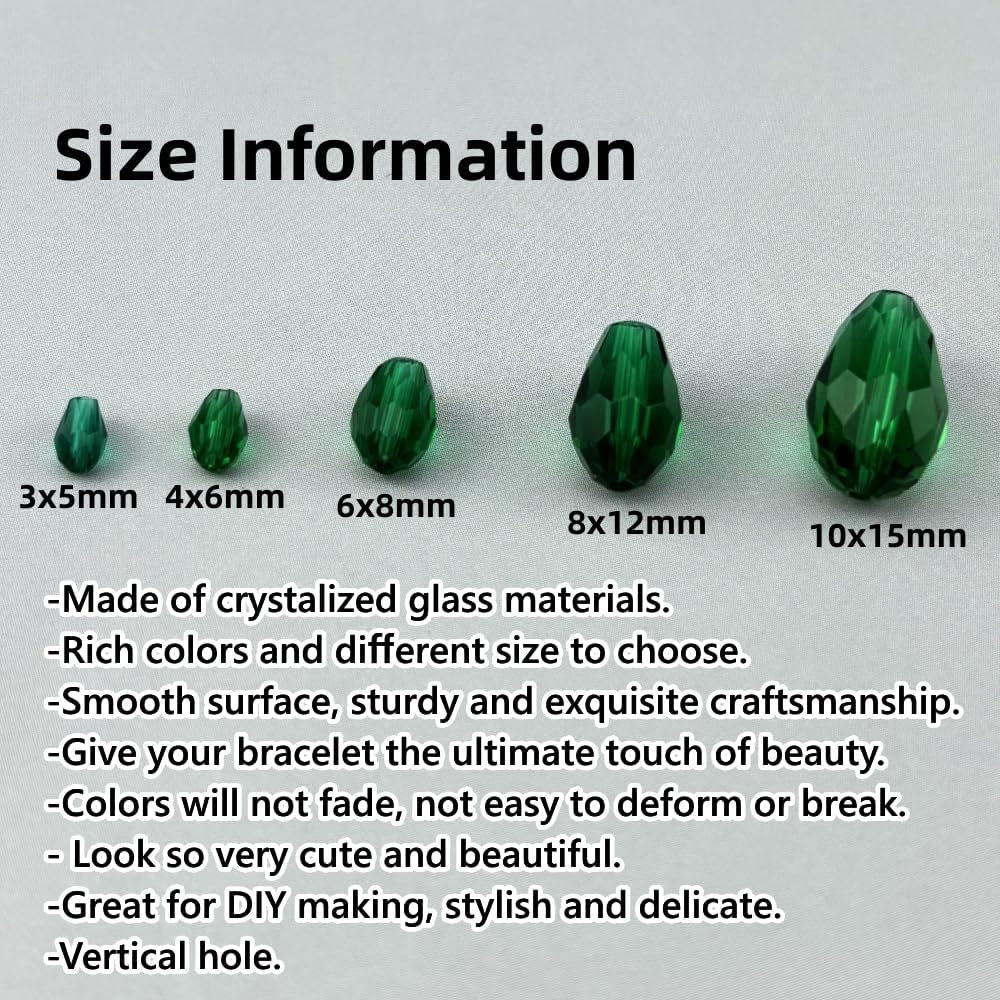 150pcs 4x6mm Teardrop Crystal Glass Beads for Jewelry Making, Faceted Vertical Hole Teardrop Glass
