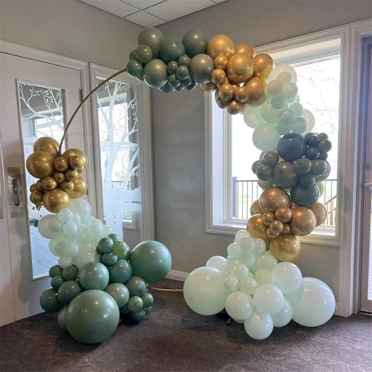 Sage Green Balloons Set, 60Pcs 12 Inch Olive Macaron Pastel Green Balloons with Metallic Confetti