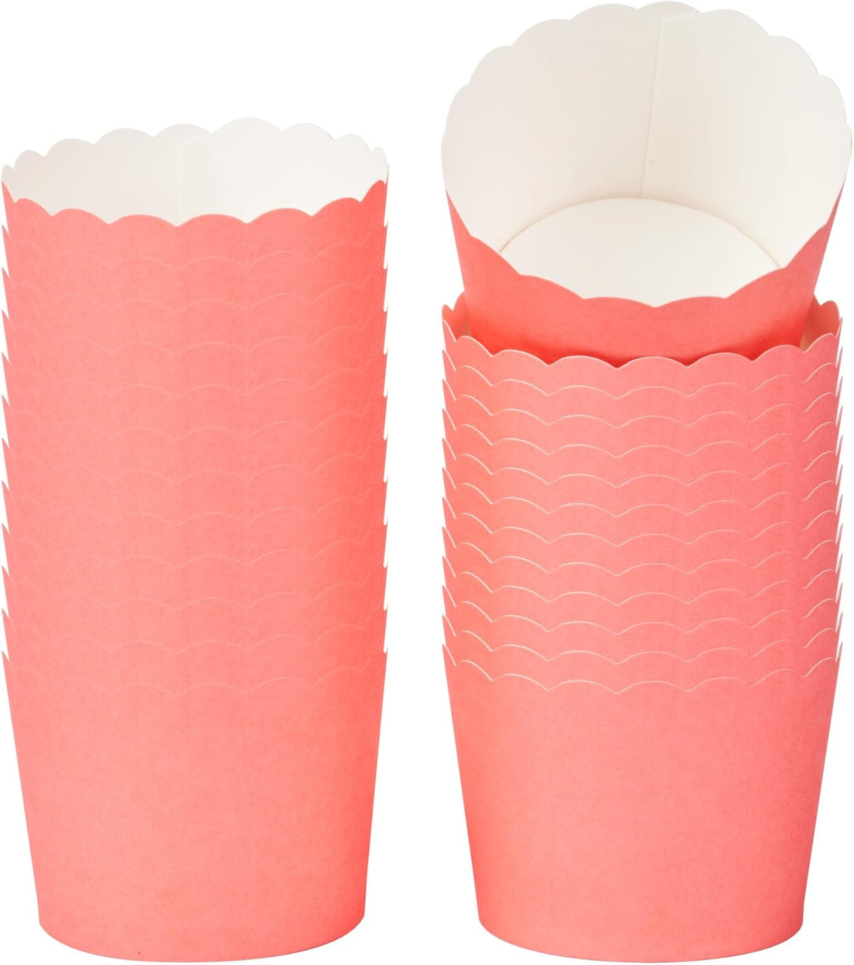 Panificio 3 Ounce Cupcake Wrappers, 200 Scalloped Baking Cups - Oven-Ready, Greaseproof, Red Paper