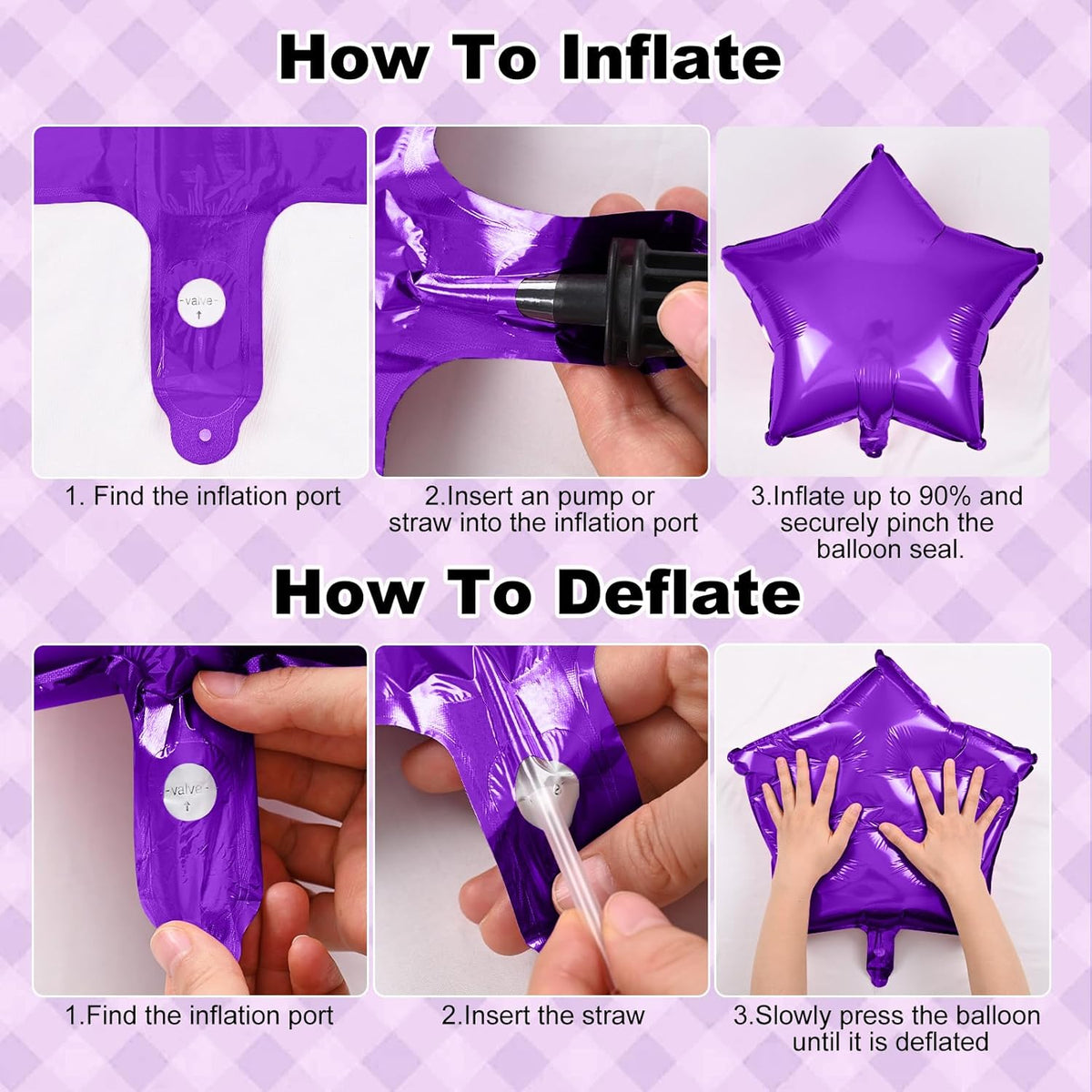 Purple and Gold Balloons Heart Star Mylar Balloon, Metallic Royal Dark Purple and Gold Party