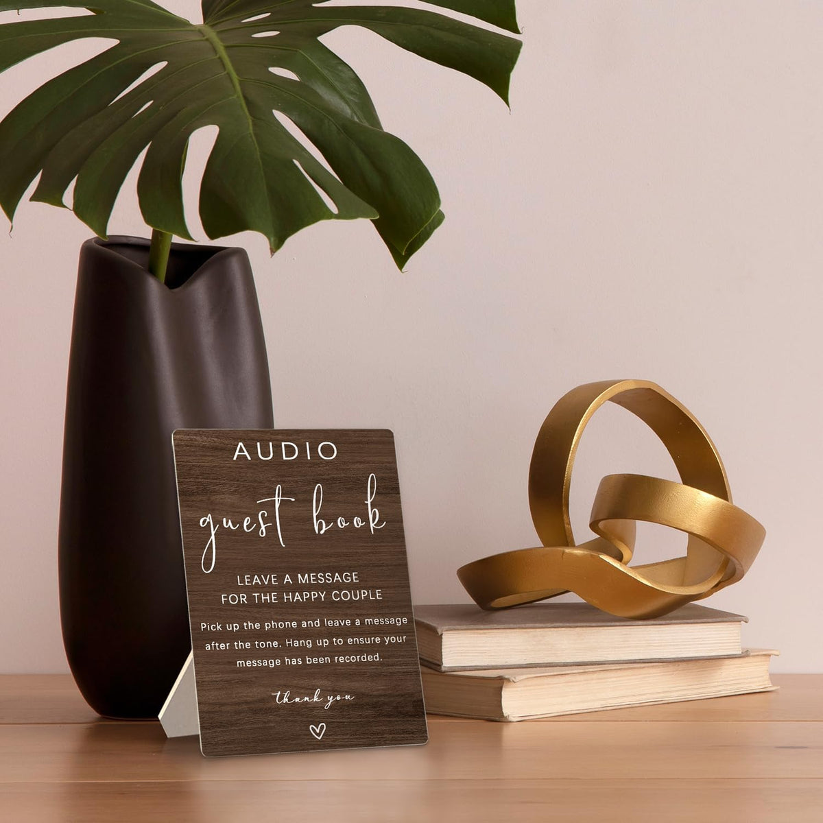 Audio Guestbook Sign, Audio Phone Guestbook Wooden Stand 5x7inch, Wedding Telephone Phone Audio