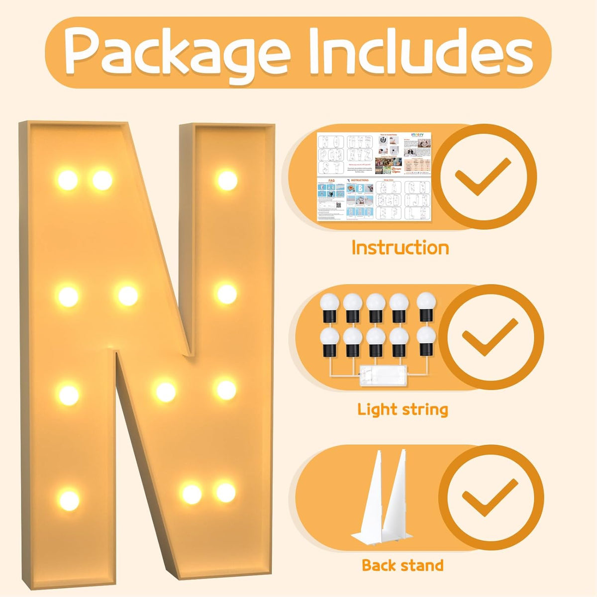 Marquee Letters 4 Feet Tall Large Light Up Letters N Happy Birthday Decorations Marry Me Engagement