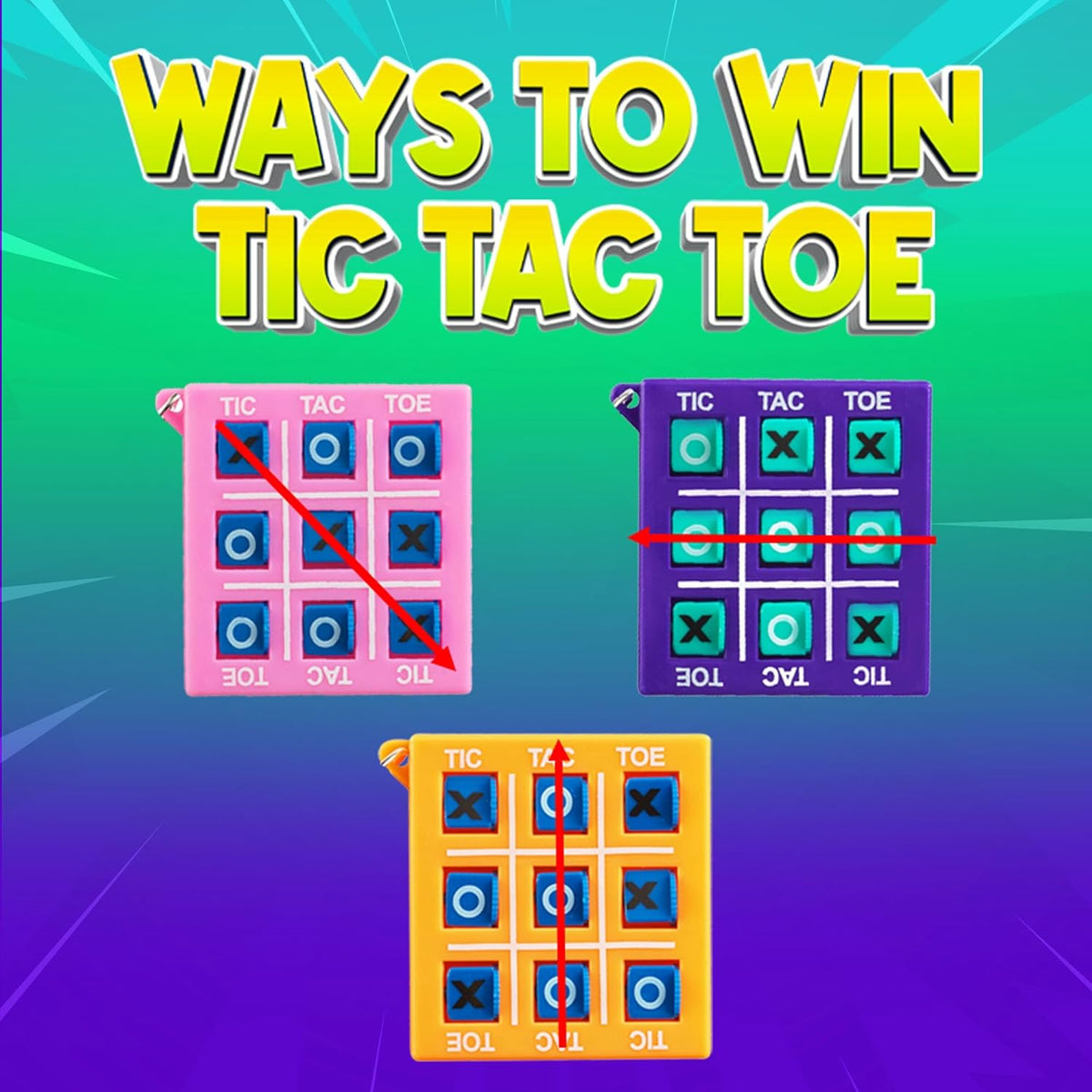 Mini Tic Tac Toe Keychain Games - (Bulk Pack of 24) 2-Inch Travel Tic-Tac-Toe Mini Board Game for