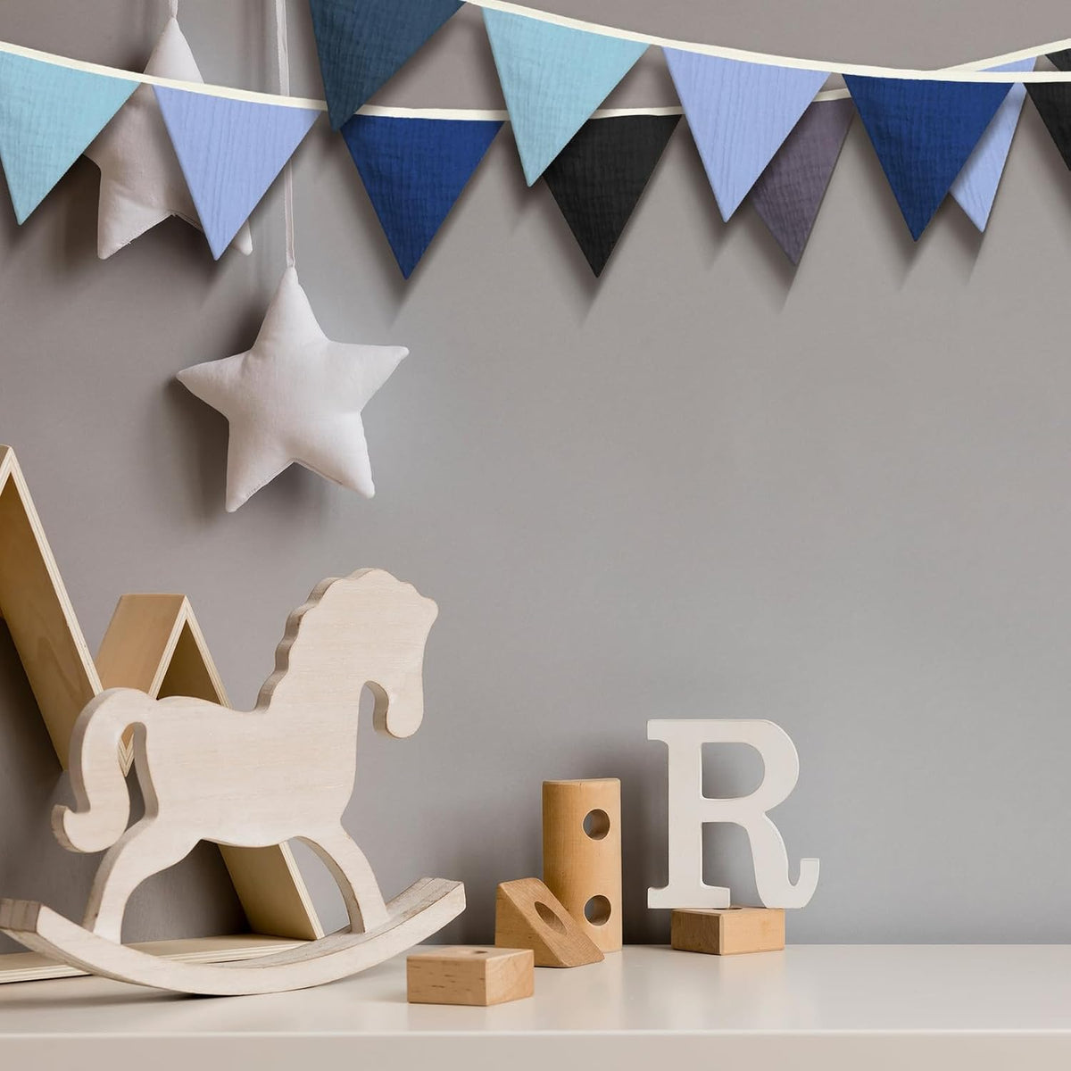 Oudain 15.5 ft Pennant Banner Flags, 2 Pcs Nursery Garland Triangle Bunting Flag Baby Banner for