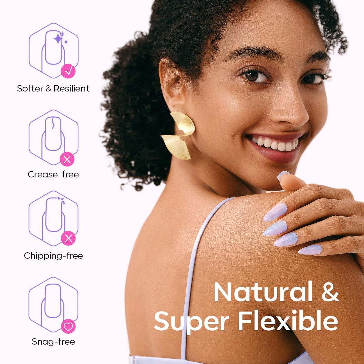 modelones Pointed Almond Nail Tips, Medium Pre-shaped Soft Gel Tips Fake Nails False Acrylic Clear