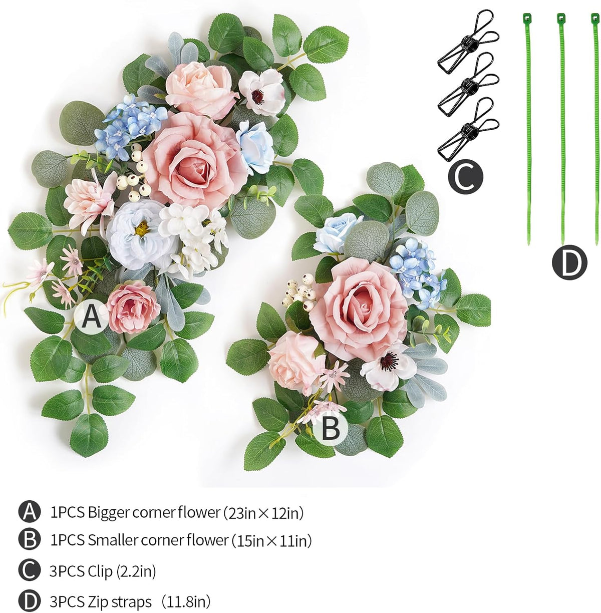WEIERYUE(Pack of 2 Artificial Flowers Decorations,Artificial Arch Backdrop Garlandfor Ceremony