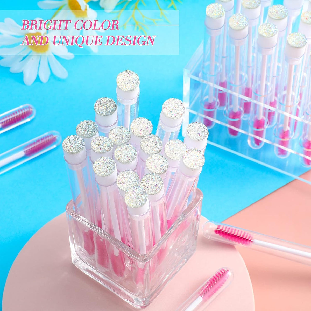 80 Pieces Disposable Mascara Brushes Tubes Set, 40 Pieces Empty Mascara Wand Tube with 40 Pieces