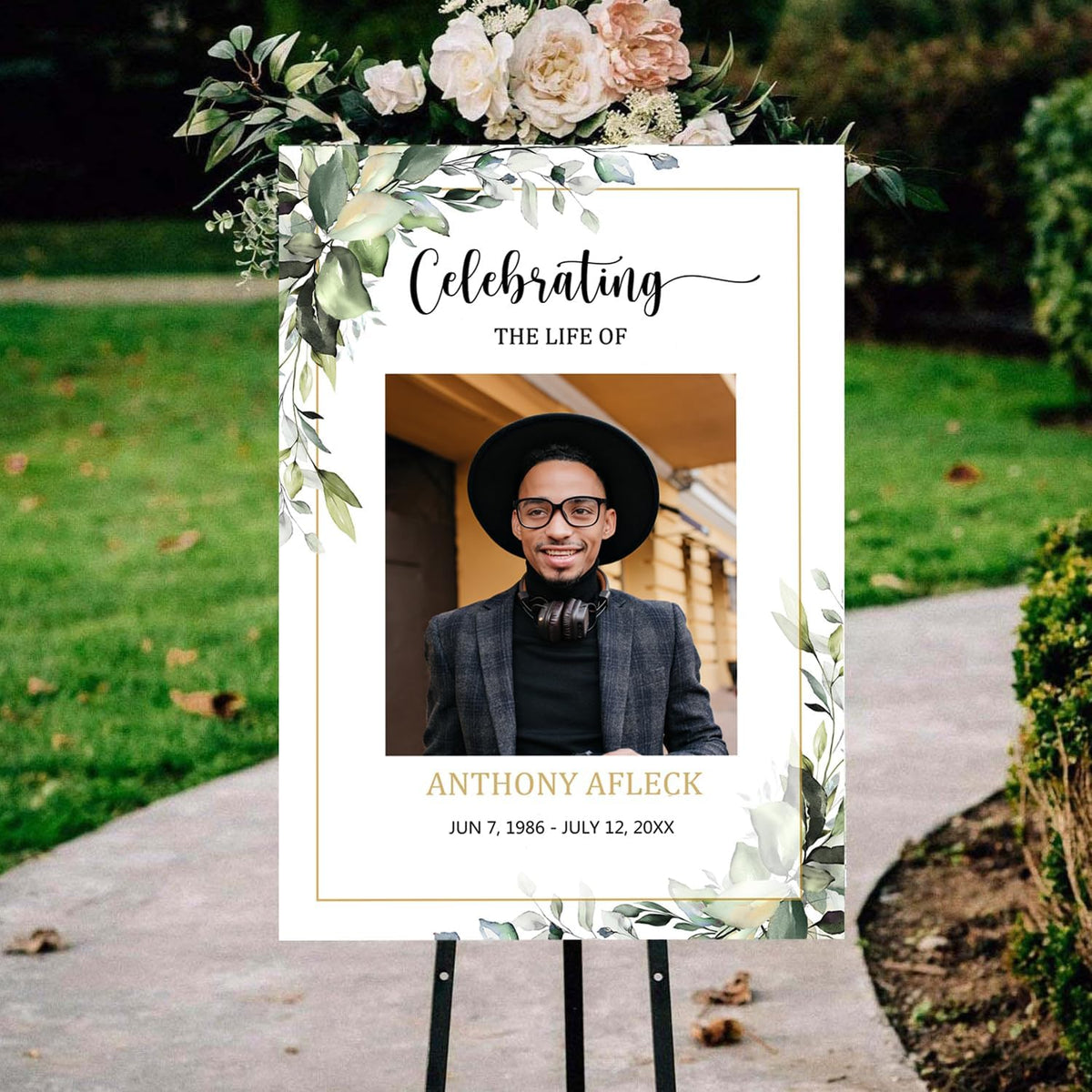 Greenery Funeral Welcome Sign, Memorial Welcome Sign, Celebration of Life Welcome Sign, Celebration