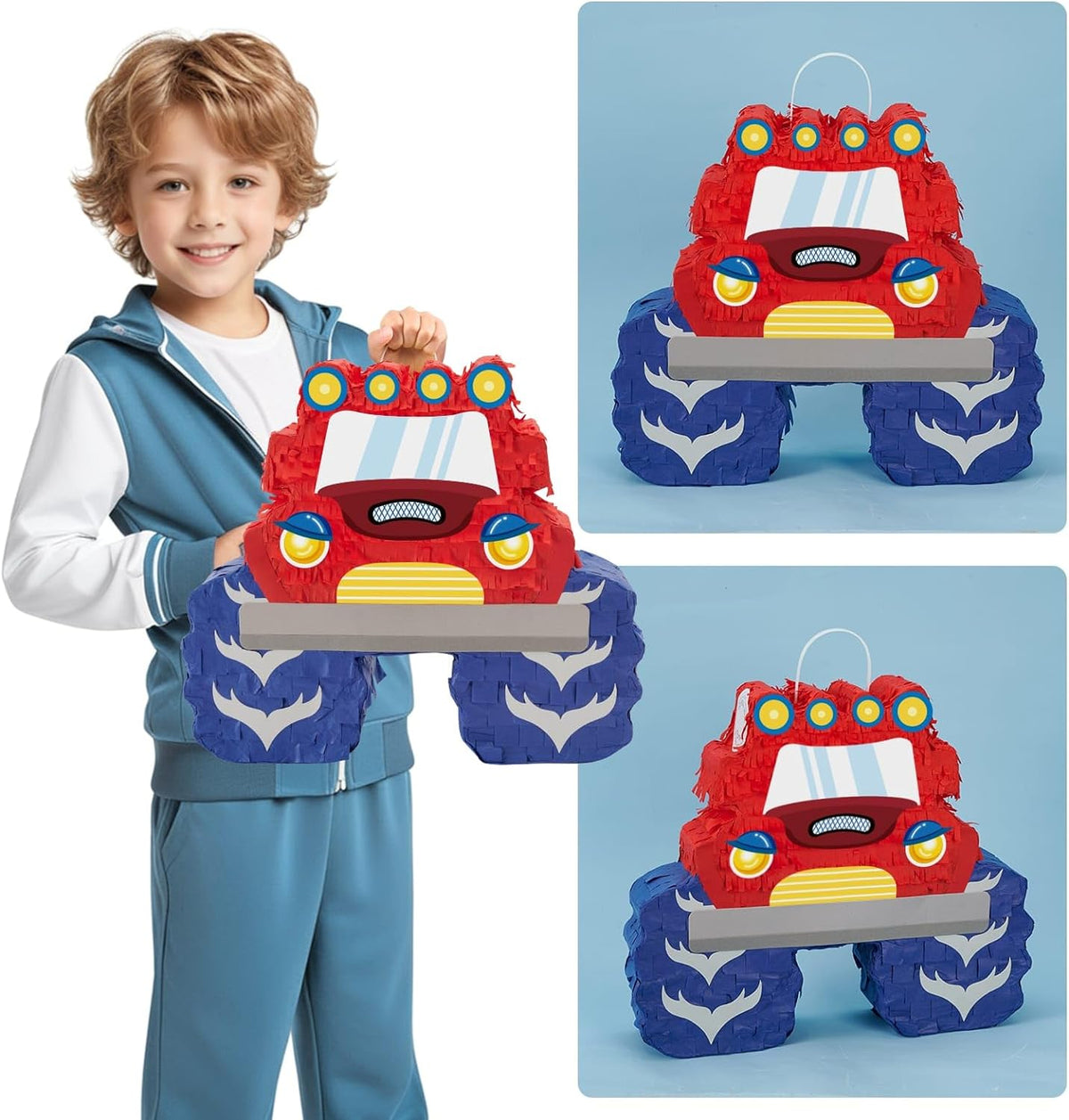 WERNNSAI Truck Piñata - Monster Truck Piñata Bundle with Blindfold and Bat for Boys Kids Piñata